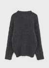 (UNISEX) Leak Alpaca Cable Henley Neck Knit