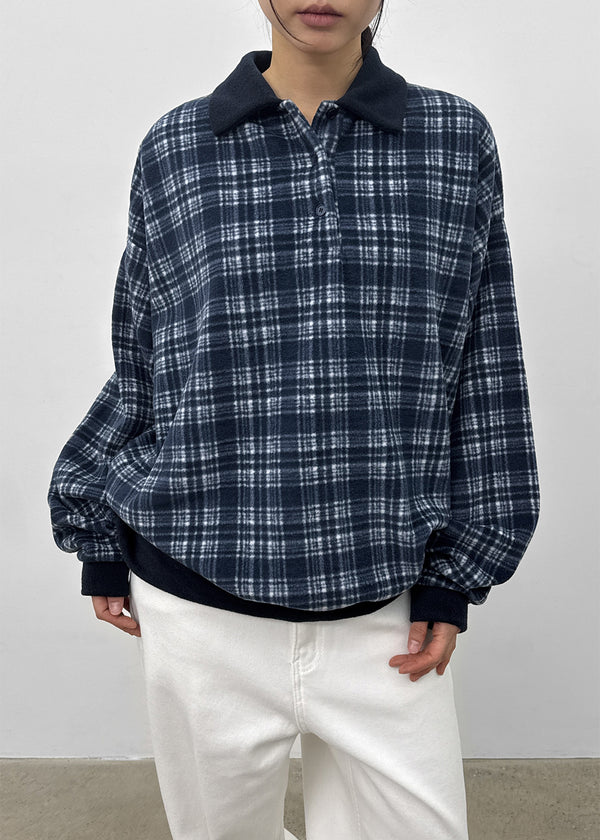 Puffin Check Fleece Collar T-shirt