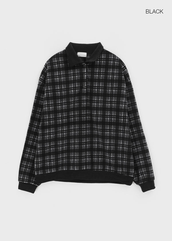Puffin Check Fleece Collar T-shirt