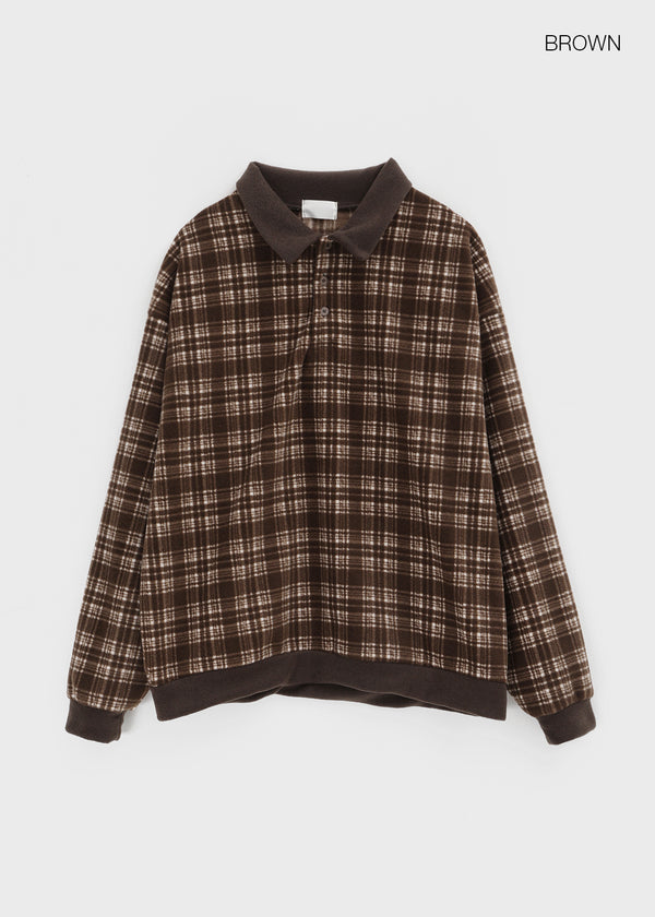Puffin Check Fleece Collar T-shirt