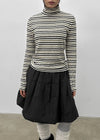 Redon Color Stripe Turtleneck Long Sleeve T-shirt