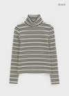 Redon Color Stripe Turtleneck Long Sleeve T-shirt
