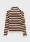 Redon Color Stripe Turtleneck Long Sleeve T-shirt