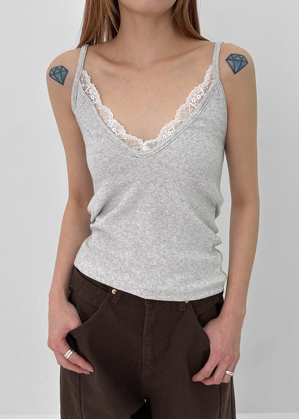 Derbet Deep V-neck Layered Lace Sleeveless