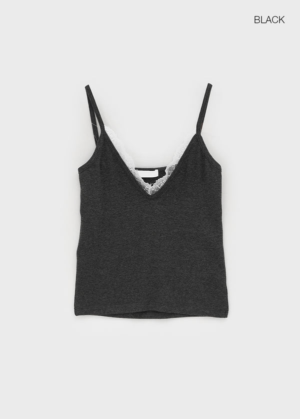 Derbet Deep V-neck Layered Lace Sleeveless