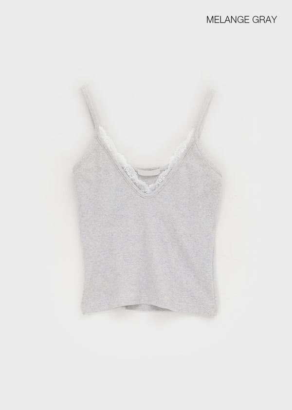 Derbet Deep V-neck Layered Lace Sleeveless