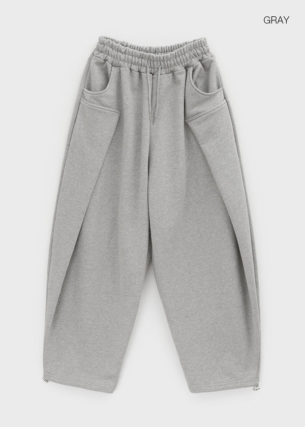 (UNISEX) Byak Pintuck Balloon Two-Way Banding Pants