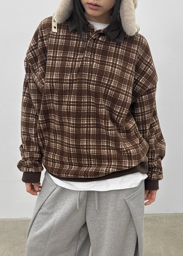 Puffin Check Fleece Collar T-shirt