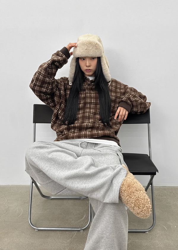 Puffin Check Fleece Collar T-shirt