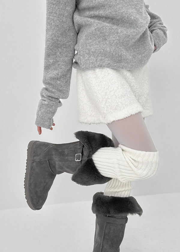 Mobern Back Banding Fur Miniskirt