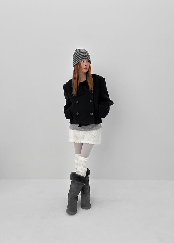 Mobern Back Banding Fur Miniskirt