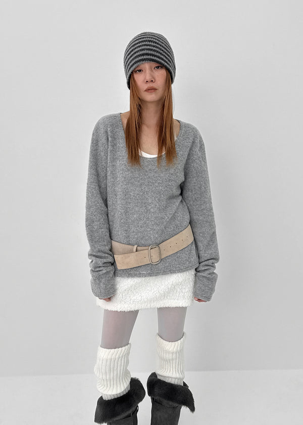 Monchern Fleece U-neck Long-sleeved T-shirt