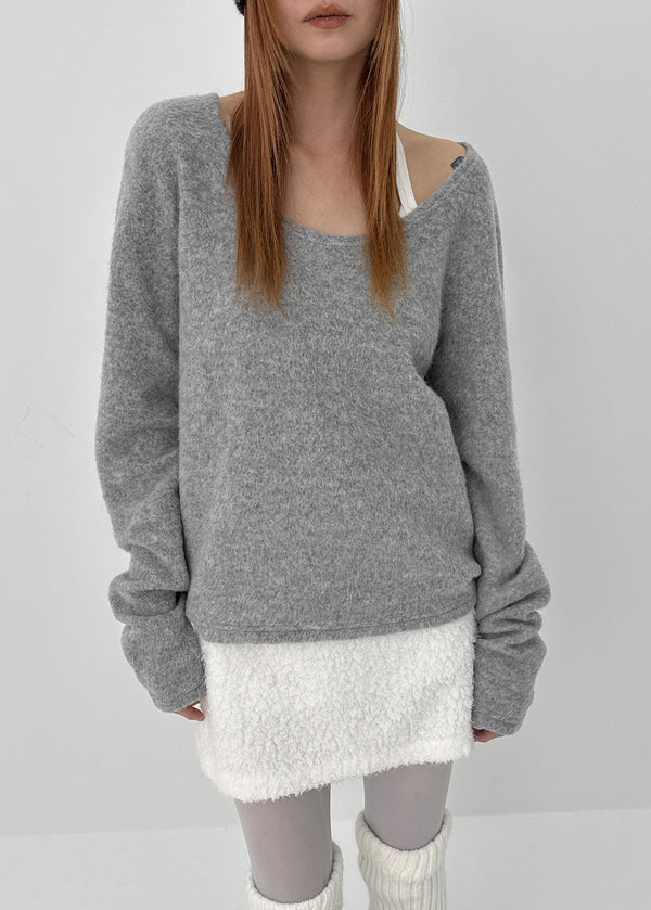 Monchern Fleece U-neck Long-sleeved T-shirt