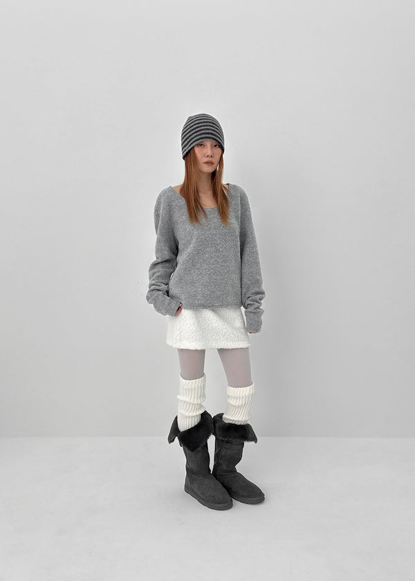 Monchern Fleece U-neck Long-sleeved T-shirt