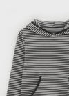 Neton Stripe Fleece Hooded Long Sleeve T-shirt