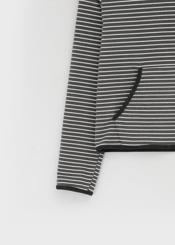 Neton Stripe Fleece Hooded Long Sleeve T-shirt