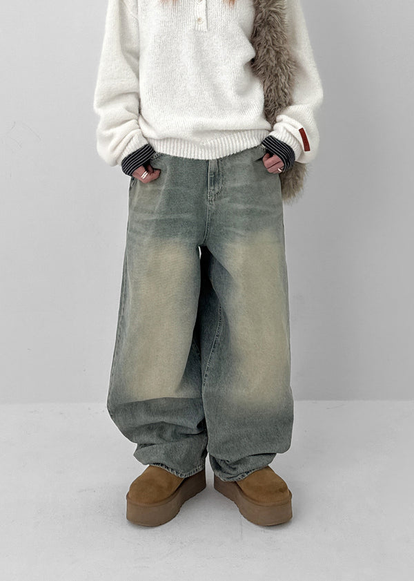 Huton Washed Wide Denim Pants