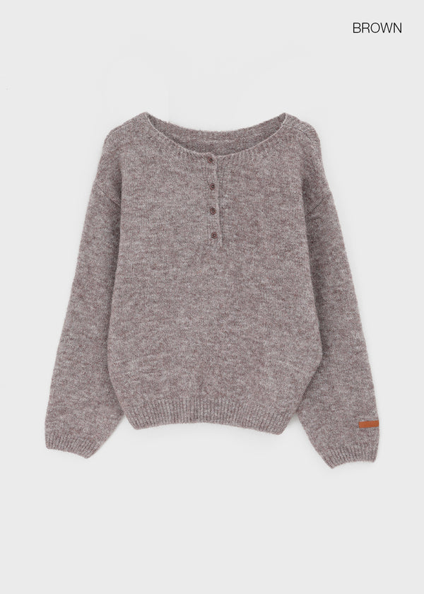 Kaeno Loose-fit Wool Henley Neck Knit