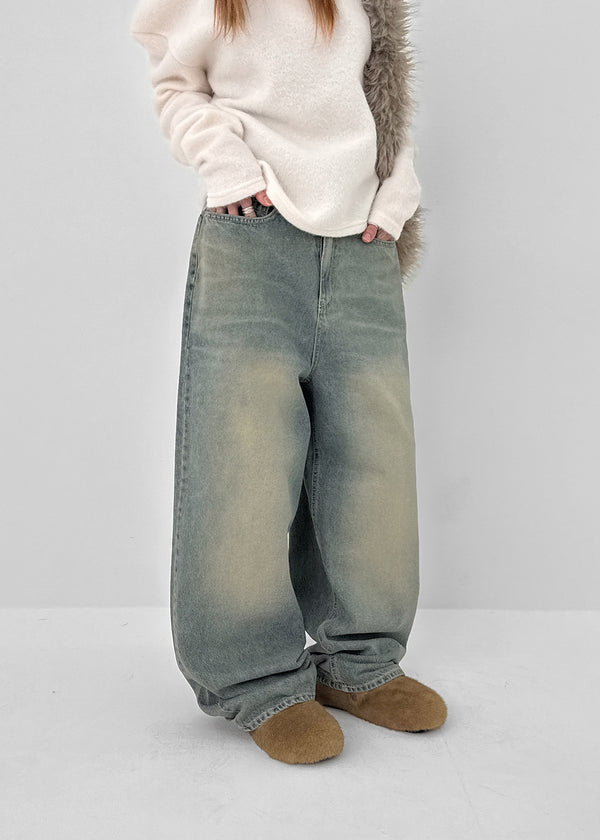 Huton Washed Wide Denim Pants