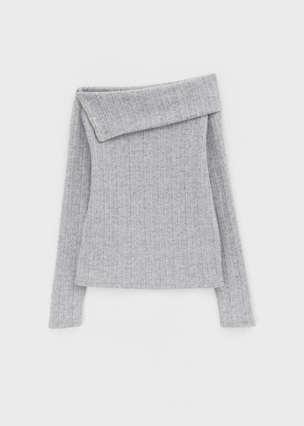 Juti Ribbed Off-shoulder Long Sleeve T-shirt
