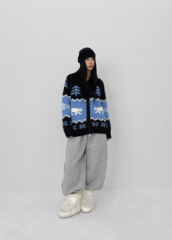 (UNISEX) Penut Incision Fleece Balloon Two-way Pants