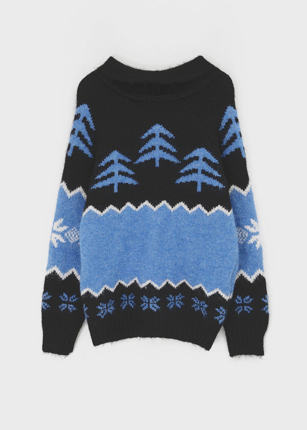 (UNISEX) Hito Cowichan Wool Two-way Knit Zip-up