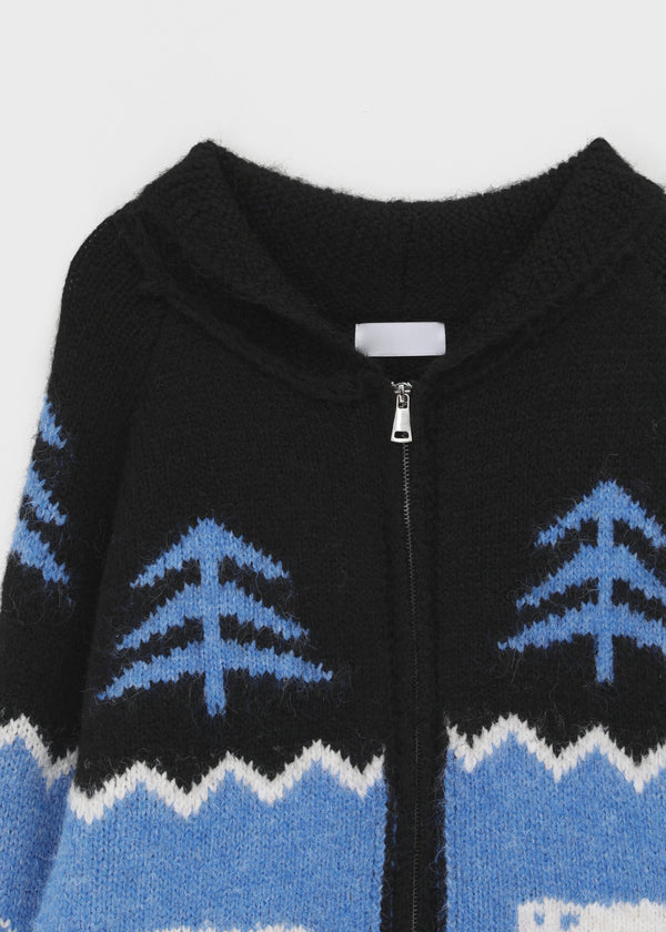 (UNISEX) Hito Cowichan Wool Two-way Knit Zip-up