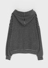(UNISEX) Kenom Stripe Henley Neck Hooded Long Sleeve T-shirt