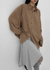 Tochi Peach Fleece Loose Fit Striped Shirt