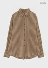Tochi Peach Fleece Loose Fit Striped Shirt