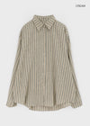 Tochi Peach Fleece Loose Fit Striped Shirt