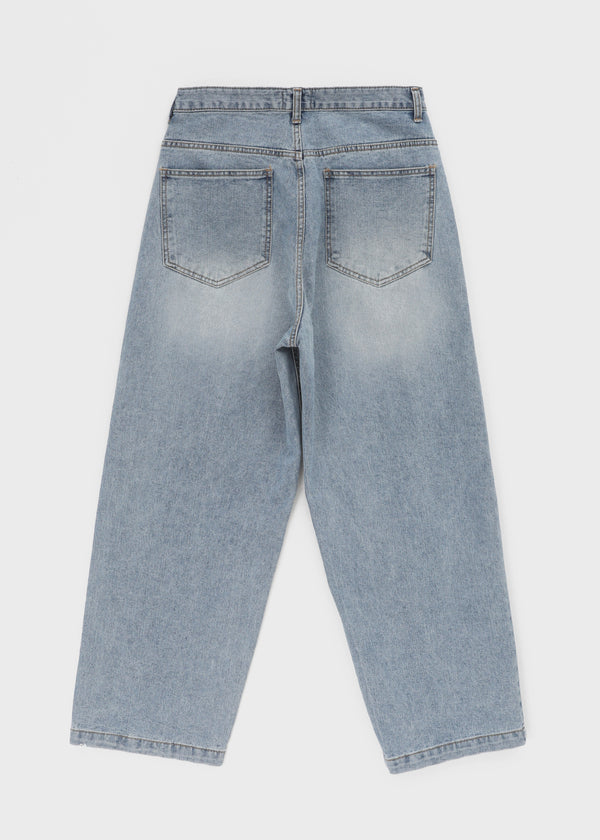 (UNISEX) Comeh Washed Wide Denim Pants