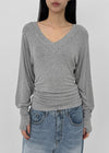 Shello V-neck Warmer Button Long-sleeved T-shirt