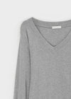 Shello V-neck Warmer Button Long-sleeved T-shirt