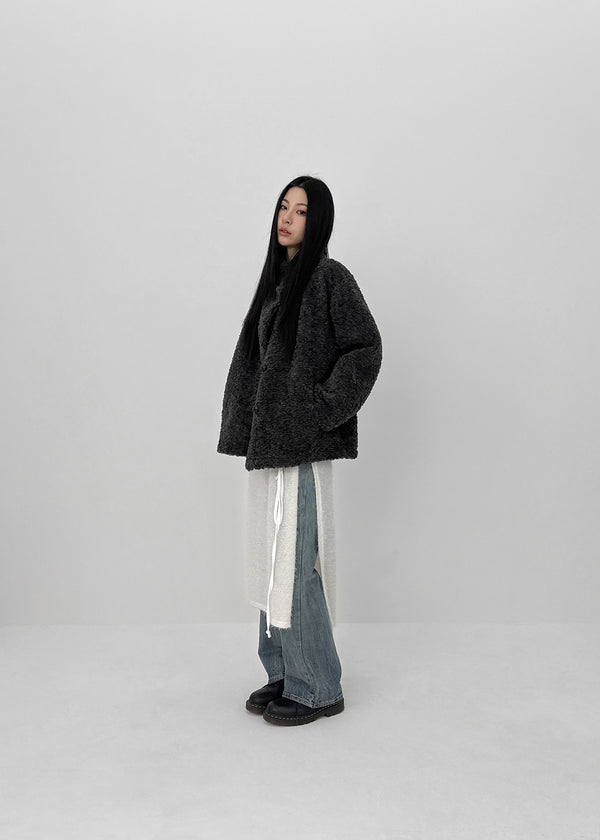 Air Wool High Neck Mustang Half Jacket