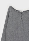 Tesion Button Off-shoulder Long Sleeve T-shirt