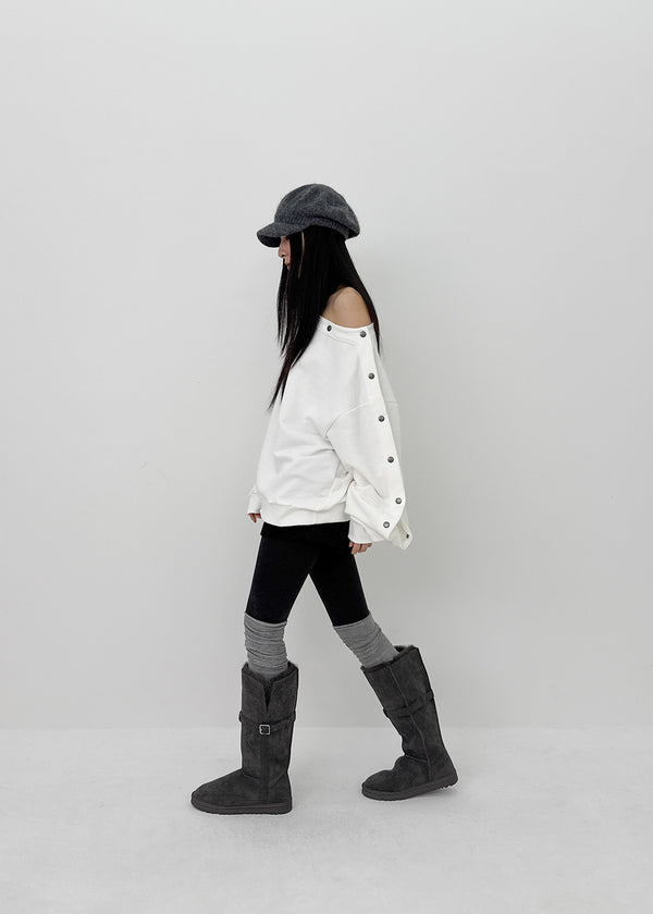 Herol Snap Button Off-shoulder Man-to-man