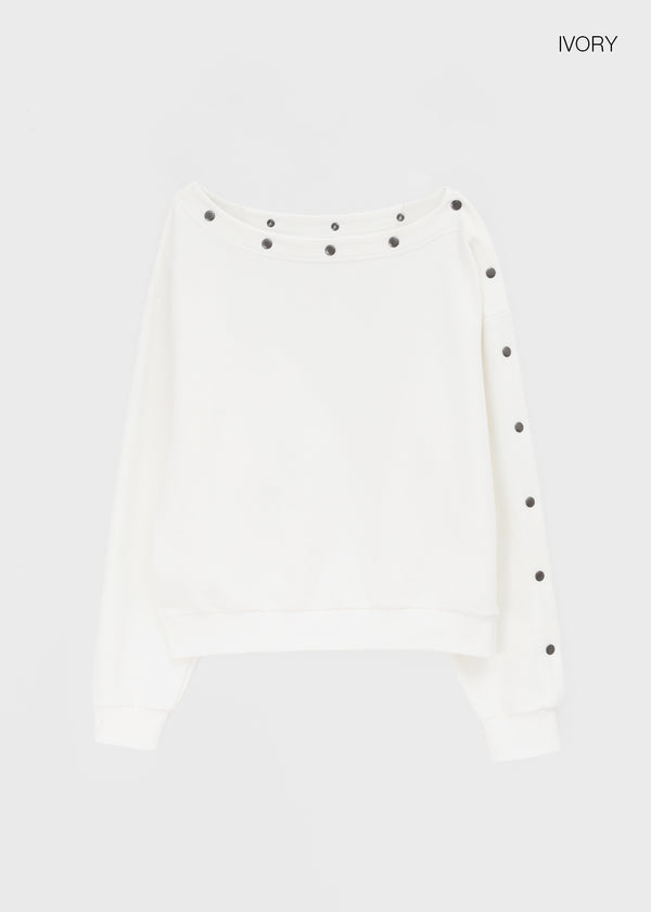 Herol Snap Button Off-shoulder Man-to-man