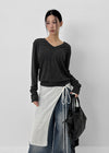 Richas V-neck knit long-sleeved T-shirt