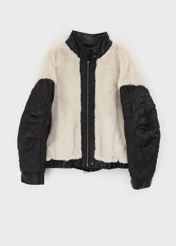 Shagle High-neck Fur Leather Jumper (2 Types)