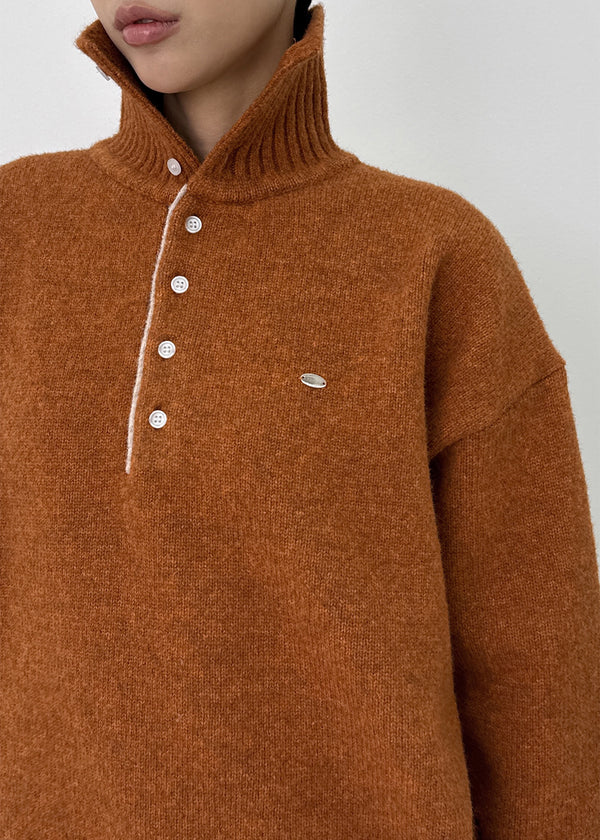 Nesto Angora Two-tone Collar-neck Knit