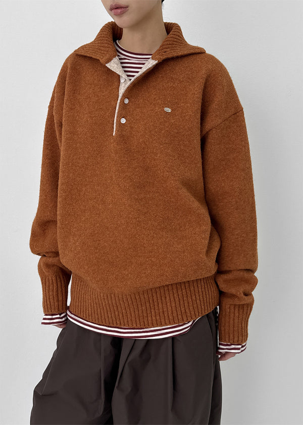 Nesto Angora Two-tone Collar-neck Knit