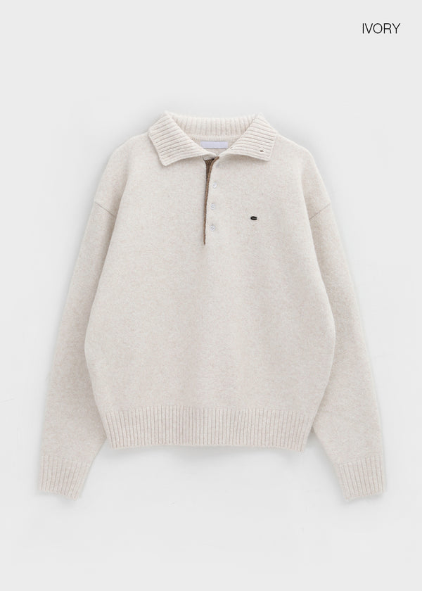 Nesto Angora Two-tone Collar-neck Knit