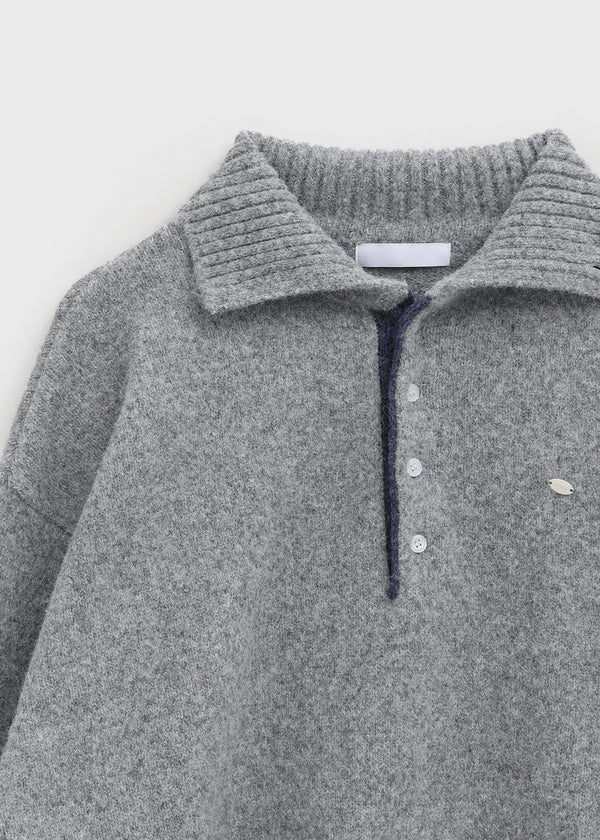 Nesto Angora Two-tone Collar-neck Knit