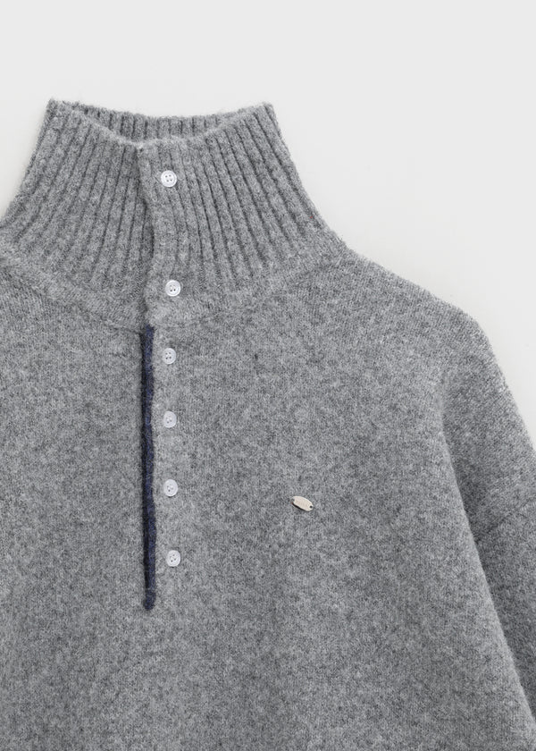 Nesto Angora Two-tone Collar-neck Knit
