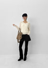 Richas V-neck knit long-sleeved T-shirt
