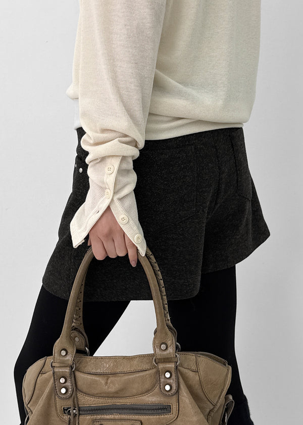 Richas V-neck knit long-sleeved T-shirt