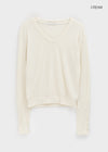 Richas V-neck knit long-sleeved T-shirt