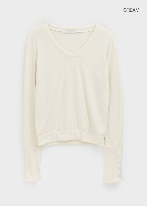 Richas V-neck knit long-sleeved T-shirt
