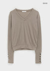 Richas V-neck knit long-sleeved T-shirt